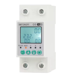 Smart single-phase 2‑pole 63 A WiFi energy meter with bi‑directional measurement, overload protection, scheduling & remote control via Tuya/Smart Life