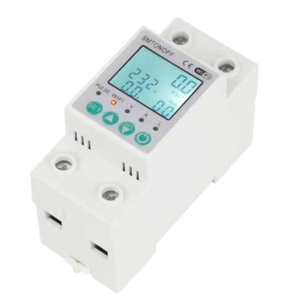 Smart single-phase 2‑pole 63 A WiFi energy meter with bi‑directional measurement, overload protection, scheduling & remote control via Tuya/Smart Life