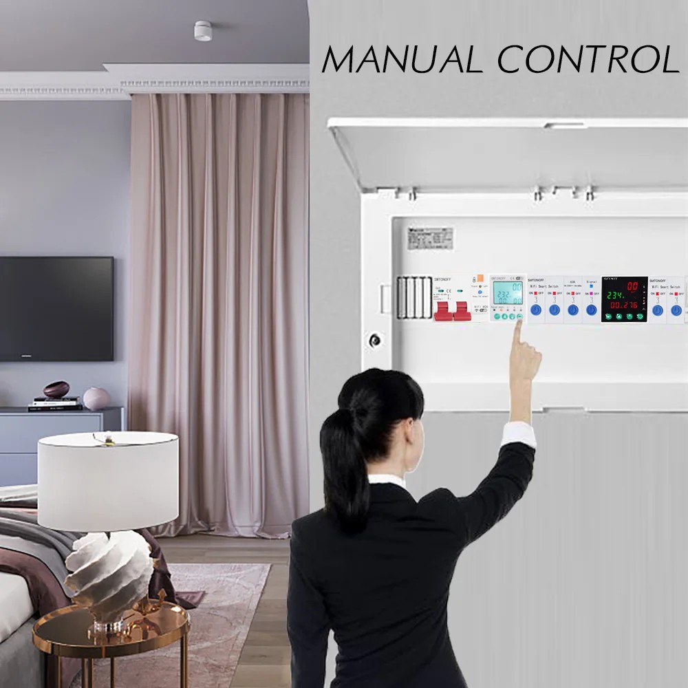 Smart single-phase 2‑pole 63 A WiFi energy meter with bi‑directional measurement, overload protection, scheduling & remote control via Tuya/Smart Life