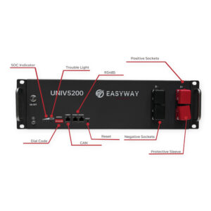 EasyWay Energy UNIV5200 | 51.2V 102Ah | LiFePO₄ | 5.22kWh | 100A BMS | Monitoring with Bluetooth